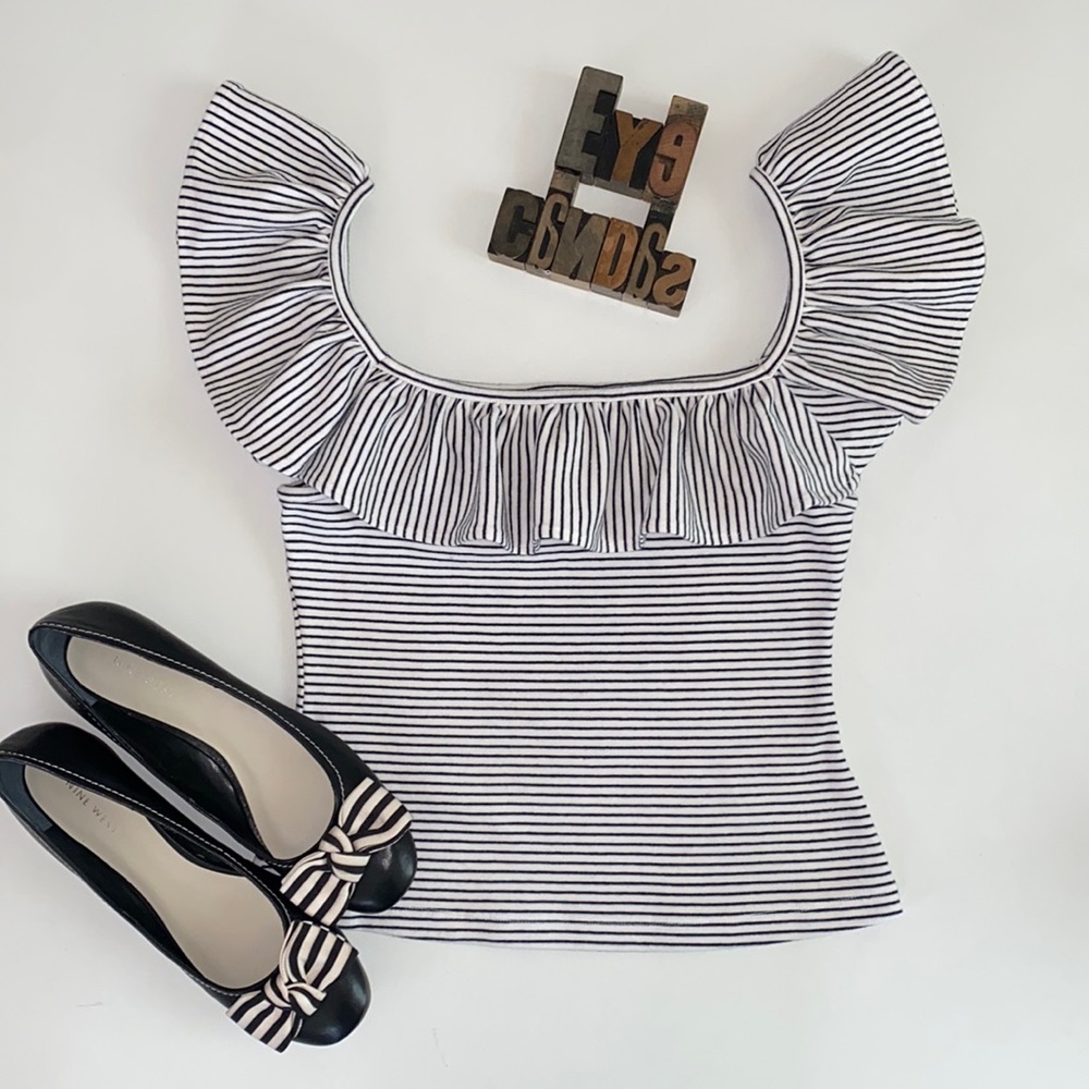 Striped Ruffle Trim Top - Picture 3 of 8